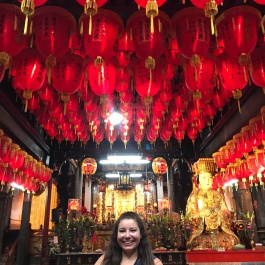 Visiting a temple while at the night market